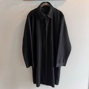 Homme Plisse Issey Miyake Black Pleated Snap Front Jacket Size 3